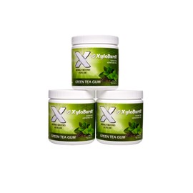 XyloBurst 100% Xylitol, Natural Chewing Gum, 100 Count Jar Non GMO, Vegan, Aspartame Free, Sugar Free (Green Tea, 3 Pack)