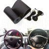 AQJ 15" DIY Steering Wheel Cover Genuine Leather for FORD