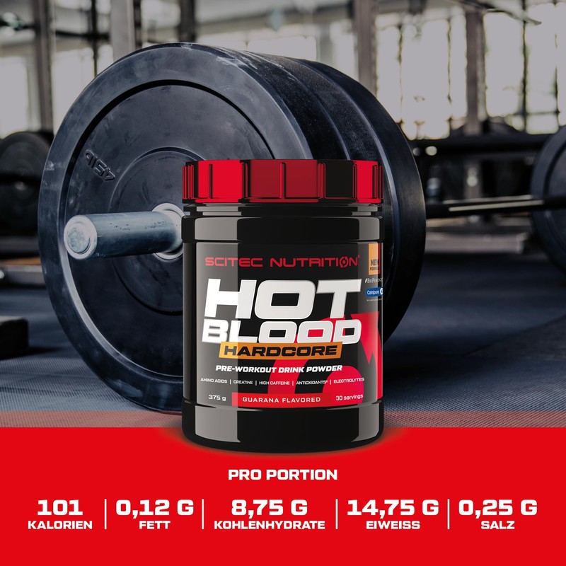 Scitec Nutrition Hot Blood Hardcore Pre-Workout Beverage Powder with Amino