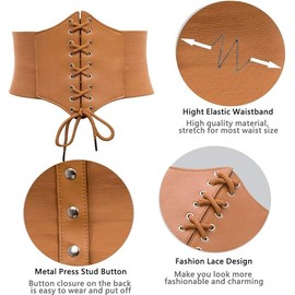 Women's Corset Cinch Belt Elastic Stretch Belt Fashion Wide Waist Belt Brown Large