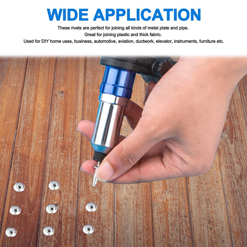 BESTYCHAO 100pcs 6.4mm x 12.7mm Large Aluminium Blind Rivet, Open