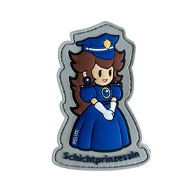 Layered Princess Brown Haired PVC Rubber Patch with Velcro Police Layer