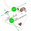 Herzlich Willkommen Sign - Collie - Decorative Heart Wooden Welcome