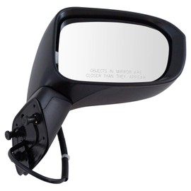 TRQ Passenger Side Power Mirror Smooth Black Manual Fold Paint to Match Compatible with 2014-2015 Honda Civic HO1321282