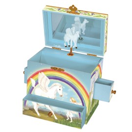 Enchantmints Pegasus Jewelry Box for Little Kids – Musical Treasure Box with 4 Pull Out Drawers Plays the Unicorn Tune – Ideal Gift for Kids Ages 3 and Up - Multicolored