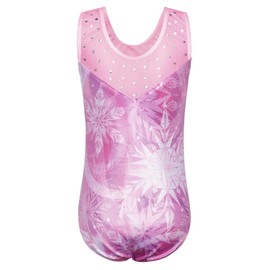 TFJH E Girls Sleeveless Leotards Gymnastic Outfits Mesh Practice Ballet Dancewear 228Snowflakepurple 8A