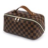BAYANKALA Leather Travel Makeup Bag, Large Capacity Cosmetic Bag for