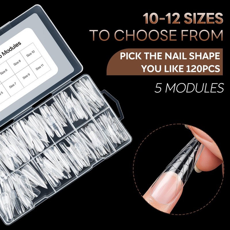 Nicedeco Poly Extension Gel Dual Nail Forms, 120pcs Nail Molds