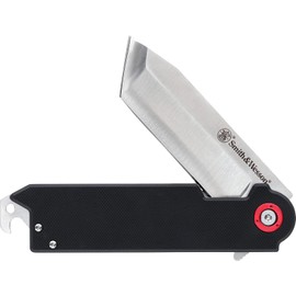 & Wesson Accessories Smith & Wesson Big Benji Featuring 8Cr13MoV Stainless Steel Tanto Blade, G-10 Handles, Bottle Opener, and Money Clip