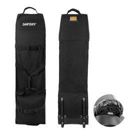 DAFISKY Golf Travel Bag for Airlines with Wheels - Adjustable Support Rod for Protect Golf Clubs，600D Heavy Duty Oxford Wear-Resistant, Soft-Sided Foldable for Easy Storage (Black)