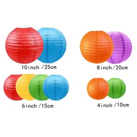 GAKA FAVOR Set of 10 Paper Lanterns, Colourful Hanging Decoration Paper Lanterns Decoration, Rainbow Paper Lanterns for Wedding, Christening, Birthday, Communion, Valentine's Day, Mother's Day Party