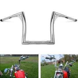 Wsays Chrome 10" Rise Ape Hangers Handlebar 1-1/4" Diameter Bar Compatible with Harley Sportster XL 1200 883 Dyna Softail Touring Road Glide Road King Models