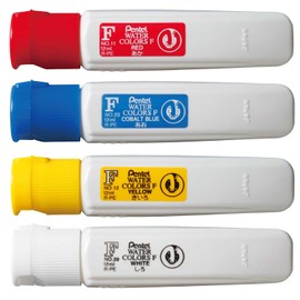 Pentel AMZ-WFCT-4A Paint Set of 4 Colors, Red, Blue, Yellow, White, 1 Each