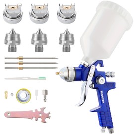 ENDOZER Professional HVLP Gravity Feed Air Spray Gun Set with 1.4 1.7 2.0mm Nozzles, Paint Gun with 600cc for Auto Paint, Wall Painting, Base Coatings