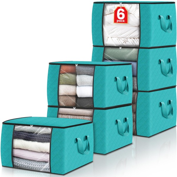 Fab totes 6 Pack Clothes Storage, Foldable Thick Fabric Blanket