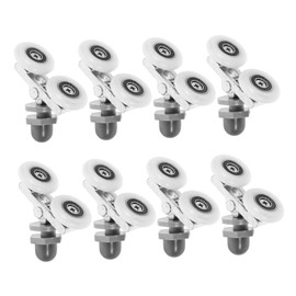 Operitacx 8pcs Vintage Double Wheel Shower Door Rollers for Glass Sliding Doors Durable Bathroom Hardware Accessories Minimalist Arc Design and Various Bathroom Sliding Needs
