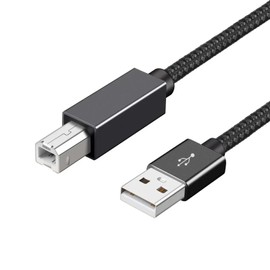USB Cable Compatible With Inateck BCST-35, BCST-50, BCST-72, BCST-47, BCST-61, BCST-36, BCST-75S, BCST-70 AI Scanner High Speed Nylon Tangle Free 2.0 Cable Cord Type A Male to B Male, 3Amp Stable Conn