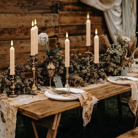 DingTong 12PCS Flameless LED Taper Candles Lights, Battery Operated Candlesticks with Warm Yellow Flickering Flame, 0.79 x 6.5 Inches Dripless Fake Floating 3D Taper Candles