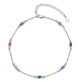 Chakra Anklet Sterling Silver Heart/Drop Shape Chakra Anklet 7 Chakras Dew Drop Summer Beach Anklet Bracelet for Heibee Women's Birthday Christmas Gifts for Women Rough Wife Girlfriend, Sterling