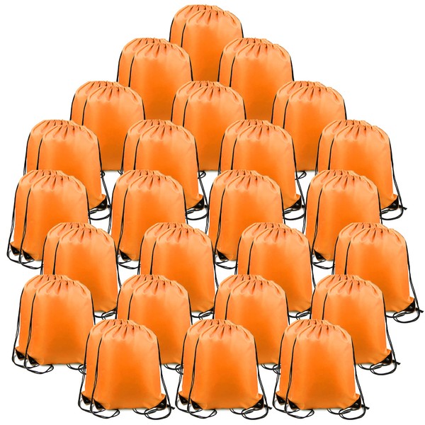 BeeGreen 50 Pack Orange Drawstring Backpack Drawstring Bags Bulk DIY