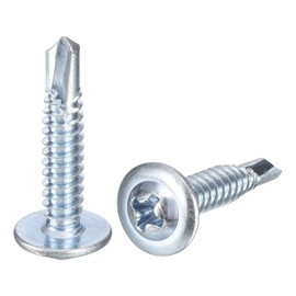 sourcing map 50Pcs #10x1" Phillips Head Self Tapping Screws, Carbon Steel Self Drilling Flat Head High-Strength Quick Tapping Screws Wood Screw for Wood, Metal, Plastic, Blue