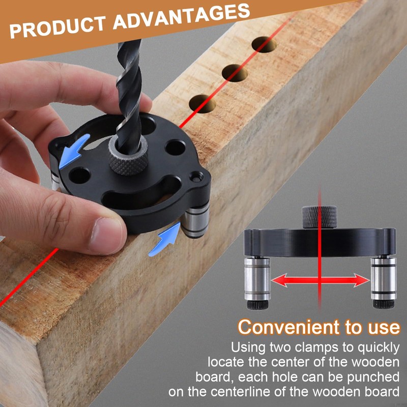 Rierousy Woodworking Drill Hole Locator 3/4/5/6/7/8/9/1010 mm Drill Bushing Set