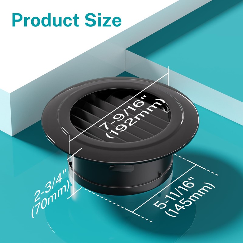 HG Power 6 inch Vent Cover, ABS Black Soffit Vent,