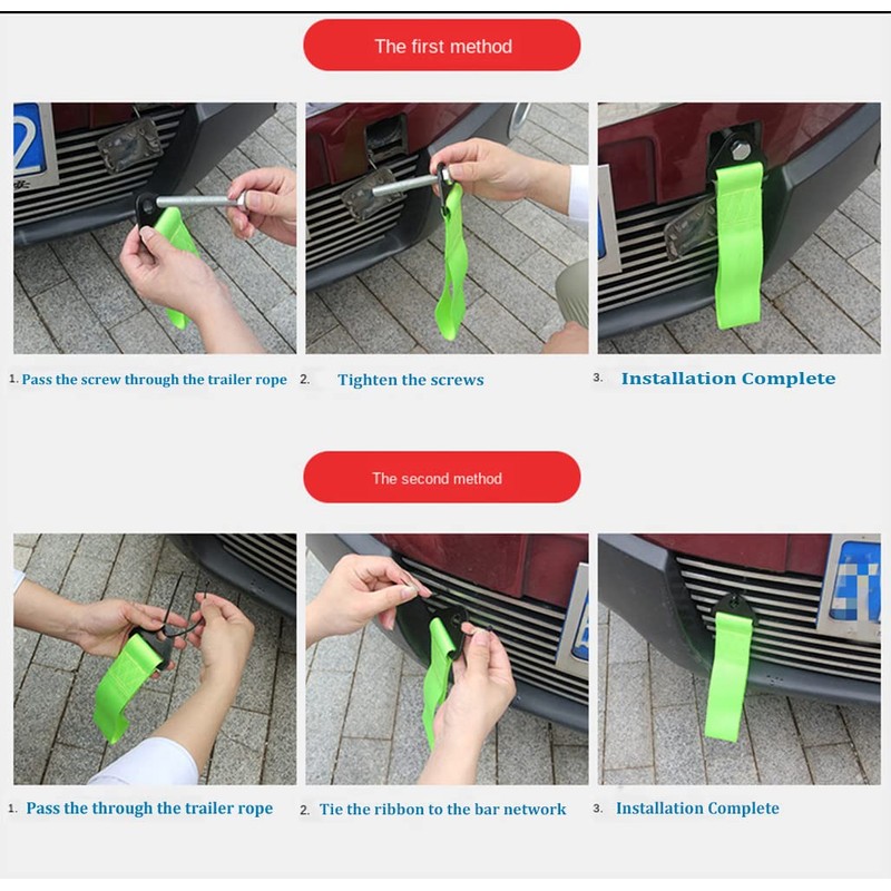 2 Pieces Car Racing JDM Tow Strap High-Strength Nylon Towing