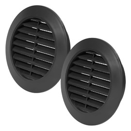 Vent Systems Ø3" Inch Black Louvered Plastic Door Vent – 2 Pack - Easy-to-Install Round Air Grille for Interior Airflow – Durable Ventilation Register for Bathroom, Garage, Furniture Panel Doors
