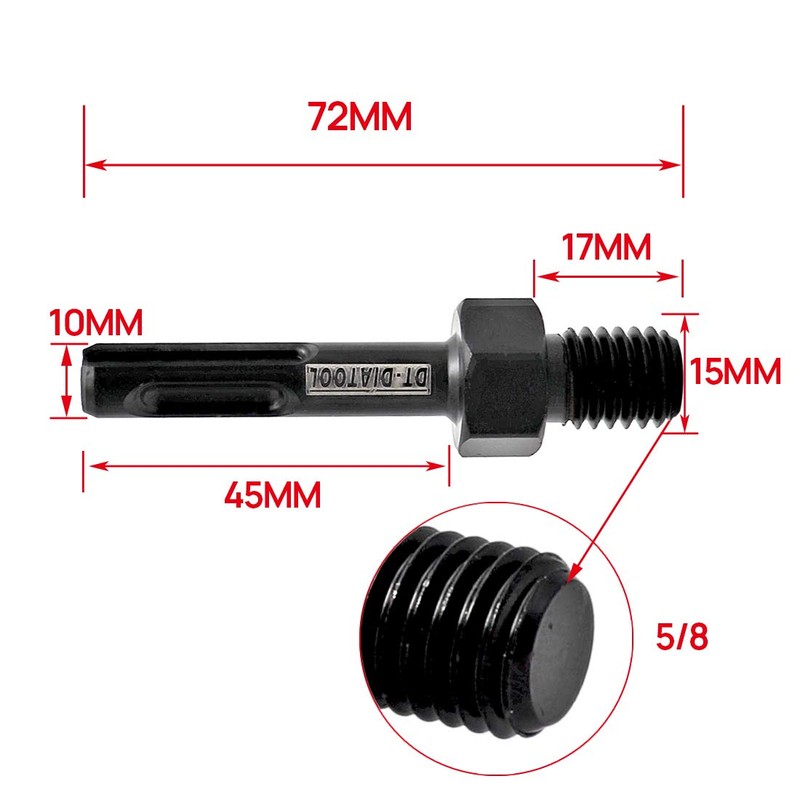 Core Drill Bit Adapter 5/8-11 Thread Male to SDS Plus
