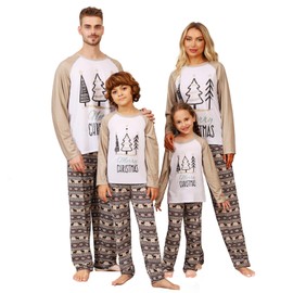 VNVNE Matching Christmas Pajamas for Family,Reindeer and Snowflake Christmas Pajamas Holiday Xmas Pjs Sleepwear for Women/Men/Adults(Youth,8-10Y)