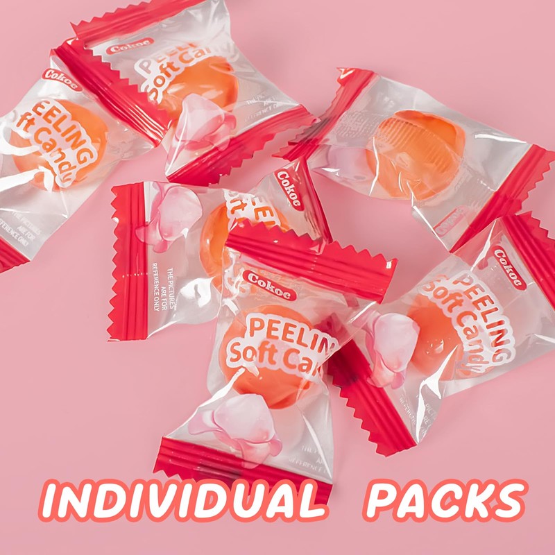 COKOC Peelable Gummies Peach,Peeling Gummies Peach Candy,Individual Packaging 2.64oz Bag