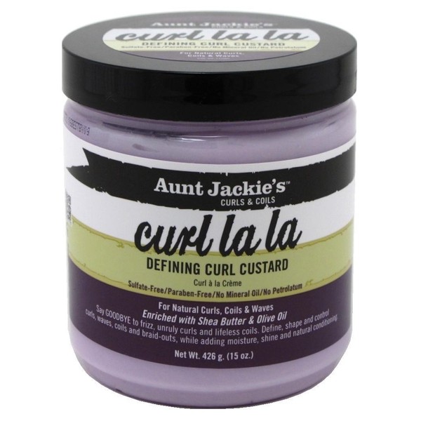 Aunt Jackie's Curls and Coils Curl La La Defining Curl Custard for Natural Hair Curls, Coils and Waves Enriched with shea Butter and Olive Oil, 15 oz, 6 Pack