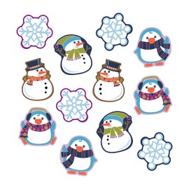 Carson Dellosa 36-Piece Winter Bulletin Board Cutouts, Snowman, Penguin & Snowflakes Cutouts for Bulletin Board, Snowman Classroom Cutouts, Winter Classroom Décor
