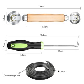 Tool Double Wheel Sealing Roller with Wooden Handle, Tool Retractor, Sieve, Window, Spline Roller Hook Tool with 10 m x 5 mm Rubber Piping Tape