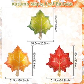 Totelux Fall Maple Leaf Balloons Kit 24'' Autumn Leaves Foil Balloons Orange Green Red Leaf Balloons Set for Fall Birthday Wedding Baby Shower Harvest Thanksgiving Party Decorations Supplies 9Pcs