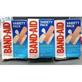 (3 Pack) Band Aid Brand Adhesive Bandages - Variety Pack - 30 Ct. Assorted Sizes