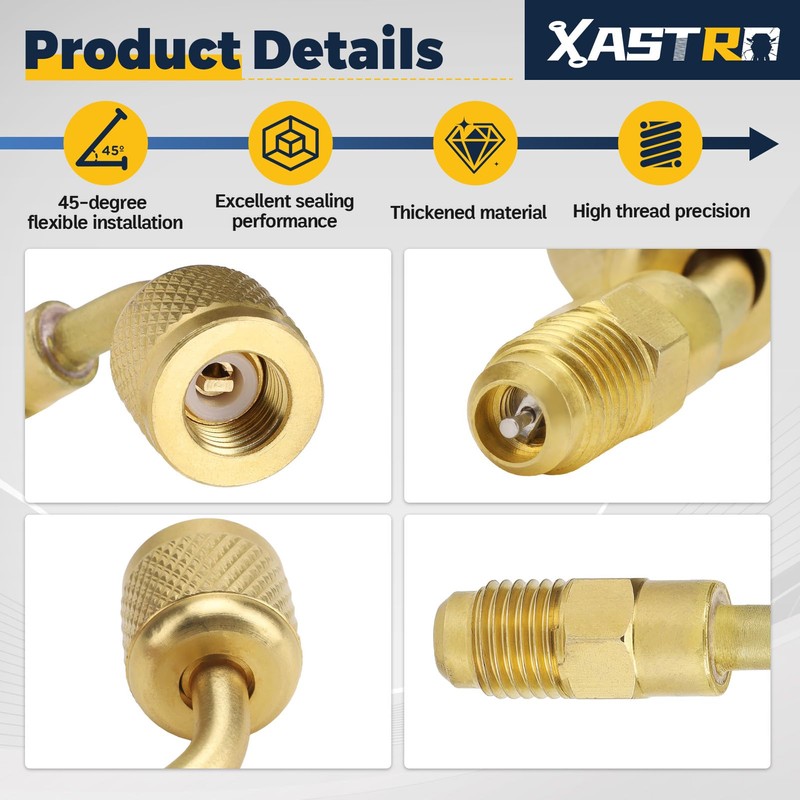 3Pcs A2L R32 R454B Brass Adapter Set, 1/4" LH Female