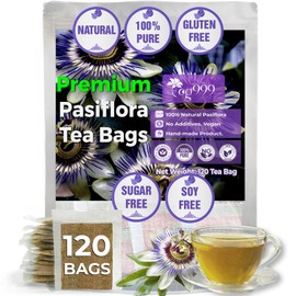 TOG999 120 Pasiflora Pasion Flower Tea Bags, 100 Percent Natural, Organic & Non-GMO, Pure Passion Flower. Herbal Tea. No Sugar, Caffeine, Gluten, Vegan.