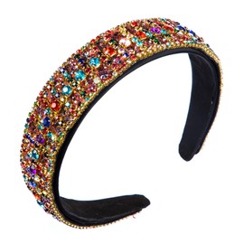 Minkissy Jewelled Hair Band Wide Fashion Headband Rhinestone Head Hoop for Women Sparkly Hair Accessory Party Daily Decor
