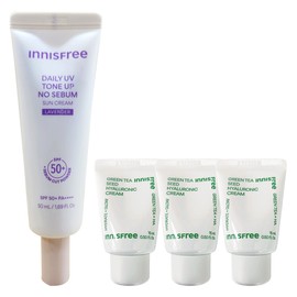 Innisfree Daily UV Tone-Up No-Sebum Sun Cream 50ml (Lavender) + Hyaluronic Acid Cream 15mlx3 / 이니스프리 데일리 유브이 톤업 노세범 선크림 50ml (라벤더)+히알루론산 크림 15mlx3개