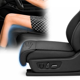 Car Seat Extender Leg Support Cushion, Memory Foam Car Seat Leg Extender with Perforated Leather Cover, Universal Design Thigh Support & Seat Protector for Long Drives & Daily Commuting (black)