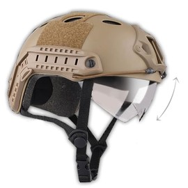 H World EU SWAT Style Combat Helmet with Goggles for CQB Melee Paintball Replica Military Gear Men DE