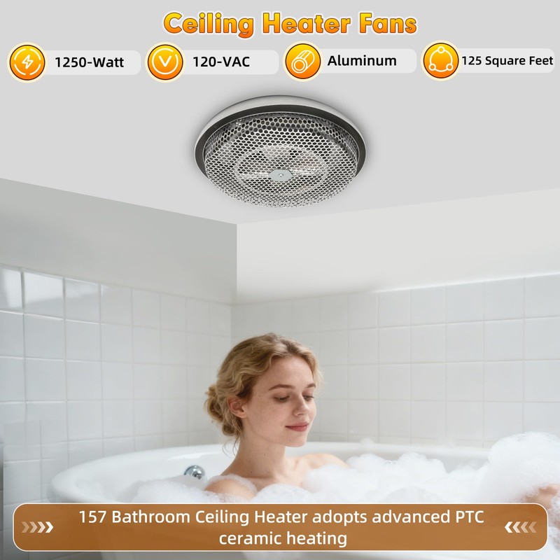 Bathroom Ceiling Heater,Compatible With Broan-NuTone 157 Ceiling Heater,1250W Rapid Heating,Enclosed
