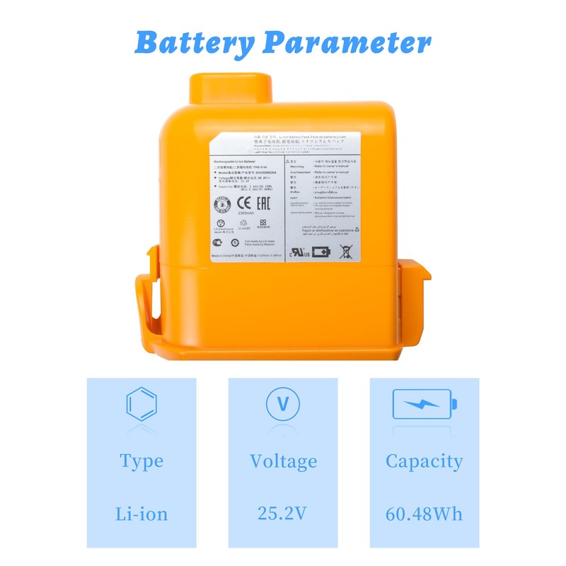 2-Pack EAC63382208 EAC63382204 Battery for LG Cord Zero A9 A9K-CORE