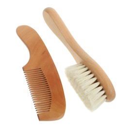 Healeved 2PCS Wooden Comb and Brush Set for Scalp Massage and Detangling Gentle Skin Cleanser Bath Grooming Kit with Durable Handles for Hair Use