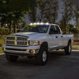 Mynoway 5PCS LED Cab Roof Lights Lamps Fits for Ram 1500/2500/3500 (2003-2018) and Fits For Ram 4500/5500 (2011-2018) Smoked Lens White LEDs with 5 Rubber Gaskets(Fits Factory Roof Lights Only)