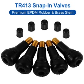 ST shengtuo TR414 Snap-in Brass Rubber Tubeless Tire Valve Stems. Fits 0.453"/ 11.3mm+0.4mm Valve Hole Dia, Length 1.93", Pack of 5