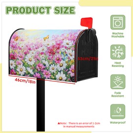 Spring Mailbox Covers Daisy Magnetic Mailbox Cover Floral Mailbox Wraps Magnetic Standard Size 21x18 Inch for Home Garden Farmhouse Outdoor Decoration Waterproof Oxford Butterfly