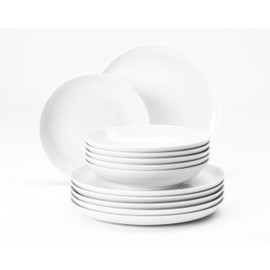 Seltmann Weiden 12 Piece Dinner Service | Lido Plain | 6 Dinner Plates, 6 Soup Plates, White
